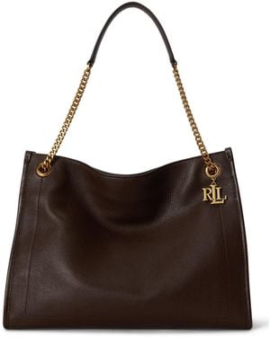 Ralph Lauren Bradley Large Pebbled Leather Tote Bag - Brown