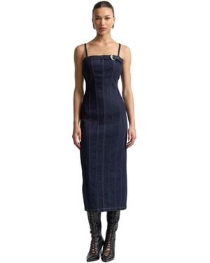Avec Les Filles Seamed Midi Dress - Blue