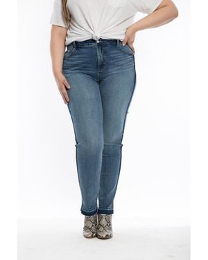 Slink Jeans Plus Size High Rise Boyfriend Jeans - Blue