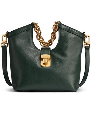 Donna Karan Leno Leather Adjustable Strap Small Tote Handbag - Green