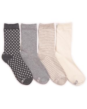 Muk Luks 4 Pair Pack Dream Step Crew Socks - White