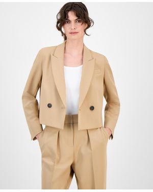 Anne Klein Petite Double-breasted Peak-lapel Blazer - Natural