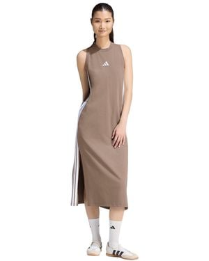 adidas Cotton-blend Sleeveless Racerback Maxi Dress - Natural