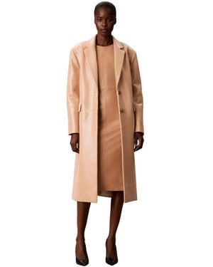Calvin Klein Two-button Sequined Overcoat - Natural