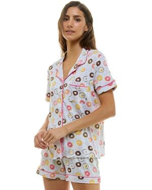 Derek Heart Printed Top And Shorts Set - White