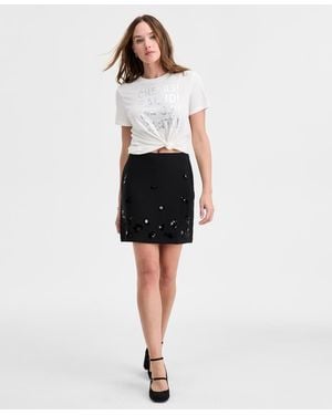 On 34th Paillette Cluster Mini Skirt - White