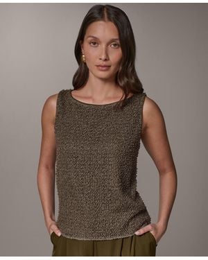 Donna Karan Boat Neck Sleeveless Tank Top - Brown