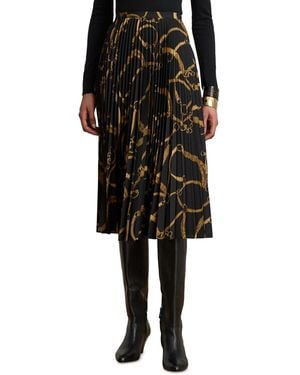 Ralph Lauren Belting Print Pleated Skirt - Black
