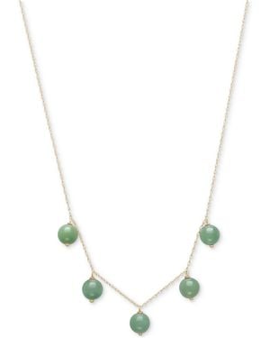 Macy's Dyed Green Dangle Bead 18" Collar Necklace - White
