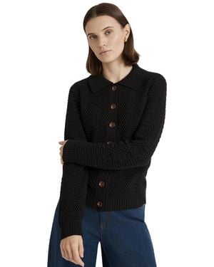 Finery London Emlyn Cotton Knitted Collared Cardigan - Black
