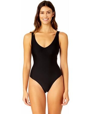 Coppersuit Lace Up Compression One Piece Swimsuit - Black