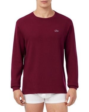 Lacoste Waffle-knit Thermal Sleep Shirt - Red