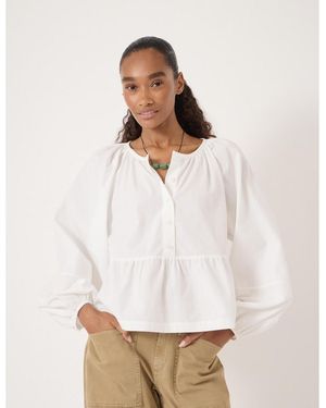 Hush Beck Cotton Peplum Blouse - White