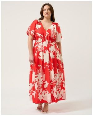 Estelle Solstice Pleated Maxi Dress - Red