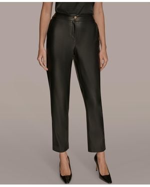 Donna Karan Faux Leather Slim Leg Pants - Black
