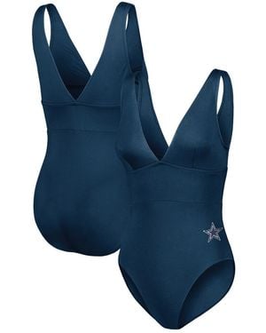 Tommy Bahama Michigan Wolverines Palm Modern V-neck One-piece Swimsuit - Blue