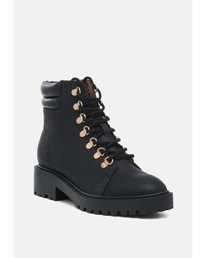 LONDON RAG Shirly Soft Leather Lace-up Boots - Black