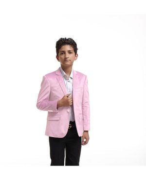 Elie Balleh Boys Slim Fit Velvet Jacket - Pink