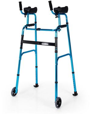 SUGIFT Folding Adjustable Aluminum Wheel Walking Frame - White