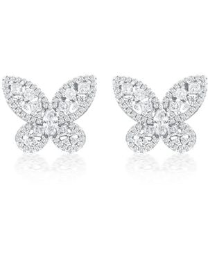 SUZY LEVIAN NEW YORK Sterling Silver Multi-cut Cluster Cubic Zirconia Butterfly Earrings - Metallic