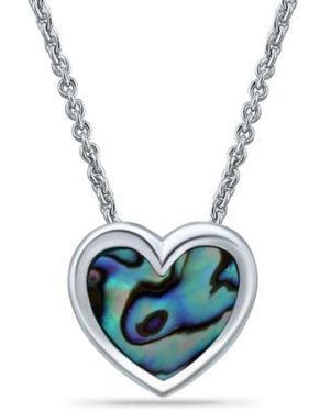 Macy's Macys Abalone Inlay Heart Pendant Necklace Heart Drop Earrings - Blue