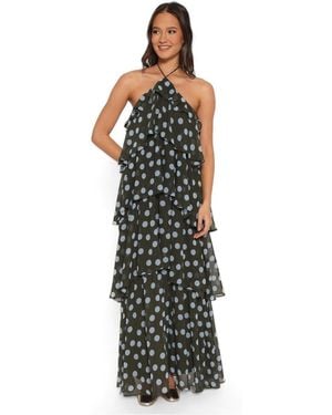 Petal & Pup Chasity Halter Tiered-ruffle Maxi Dress - Multicolor