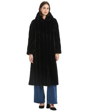 Jones New York Hooded Faux-fur Coat - Black
