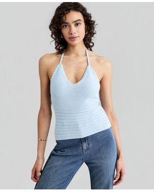 And Now This Halter V-neck Knit Tank Top - White