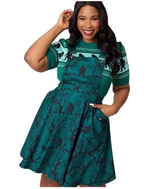 Unique Vintage Plus Size Brionne Pinafore Skirt - Green