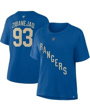 Fanatics Mika Zibanejad New York Rangers Authentic Stack Name Number T-shirt - Blue