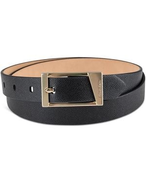 Calvin Klein Skinny Geometric Center Bar Buckle Dress Belt - Gray