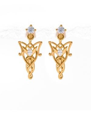 Girls Crew Crystal The Lord Of The Rings Elven Dangle Earrings - Metallic