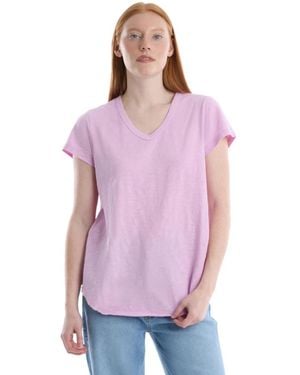 Wilt Short Sleeve Shrunken V-neck Shirttail Tee - Purple