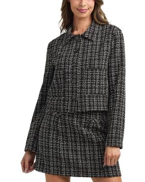 Bcx Tweed Check Boucle Long Sleeves Jacket - Black
