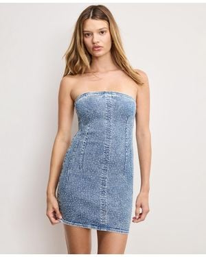 GOOD AMERICAN Crystal Strapless Mini Dress - Blue