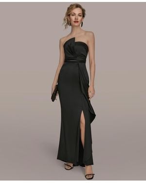 Donna Karan Asymmetric Twist Strapless Gown - Black