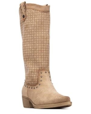 Xti Refresh Collection Block Heel Suede Boots - Natural