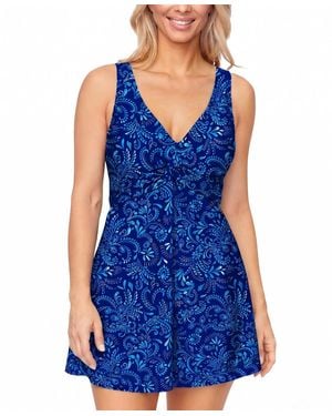 Island Escape Magnolia Underwire Swim Dress - Blue