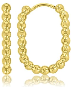 Roxy Waterproof 19mm Beaded Rectangle huggie Earrings - Metallic