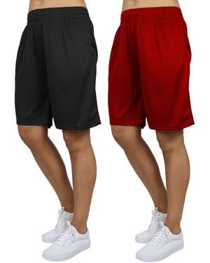 Galaxy By Harvic Loose Fit Moisture Wicking Performance Mesh Shorts-2 Pack - Red