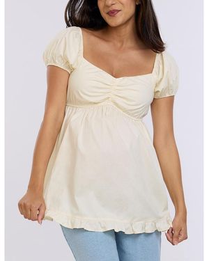 Motherhood Maternity Maternity Off The Shoulder Short Sleeve Babydoll Top - White