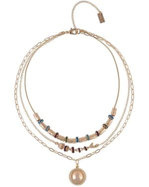 Rachel Roy Tone Multi Row Pendant Necklace Brass - Metallic