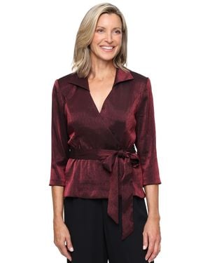Alex Evenings Petite V-neck Top - Red