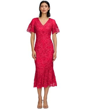 JS Collections Camilla Soutache Midi Party Dress - Red