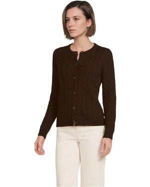 Lands' End Drifter Cable Cardigan Sweater - Brown