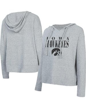 Concepts Sport Concept Sport Gray Iowa Hawkeyes Juniper Soft Modest Cropped Long Sleeve Hoodie Top
