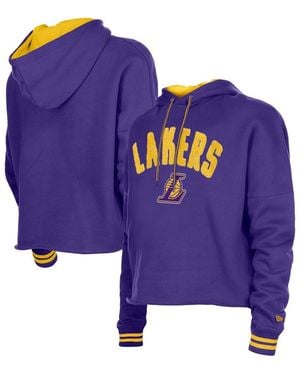 KTZ Los Angeles Lakers Boxy Raw Edge Pullover Hoodie - Purple