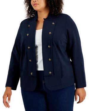 Tommy Hilfiger Plus Size Military Band Jacket - Blue