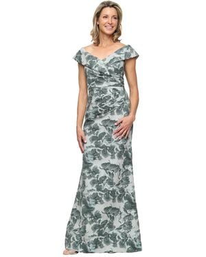 Alex Evenings Petite Off-the-shoulder Long Dress - Blue