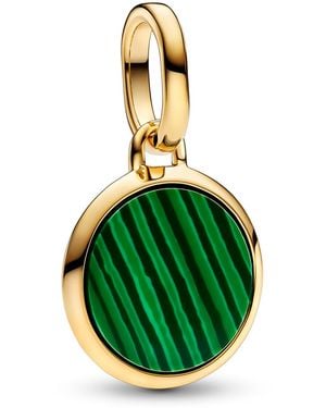 PANDORA 14k -plated Green Engravable Mini Medallion Charm